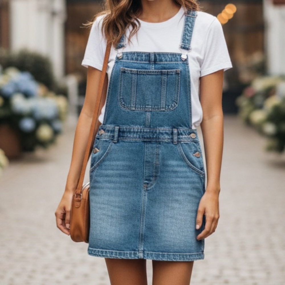 Divided Blue Denim Overall Dress